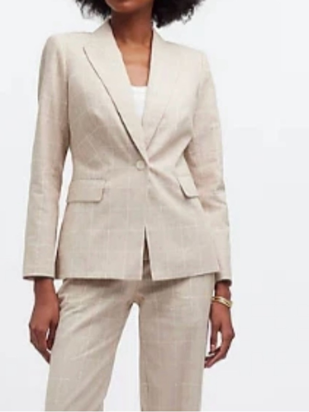 NWT Madewell Cream Single-Button Tailored Blazer